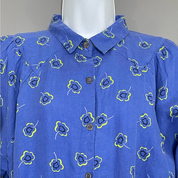 Gudrun Sjoden Linen Floral Tunic Blouse Shirt Top Pockets NWT - Picture 3 of 11